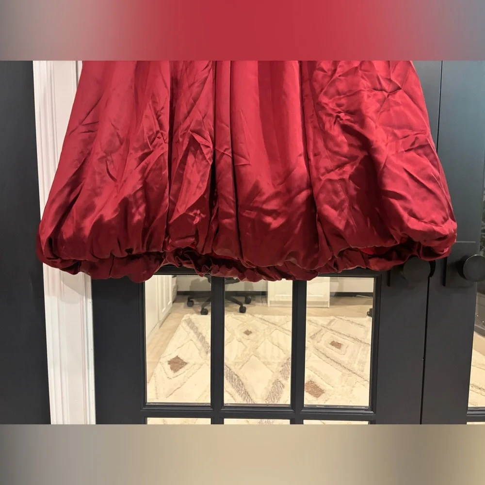 NWT Reformation Red Ruched Strapless Gown - Picture 3 of 9